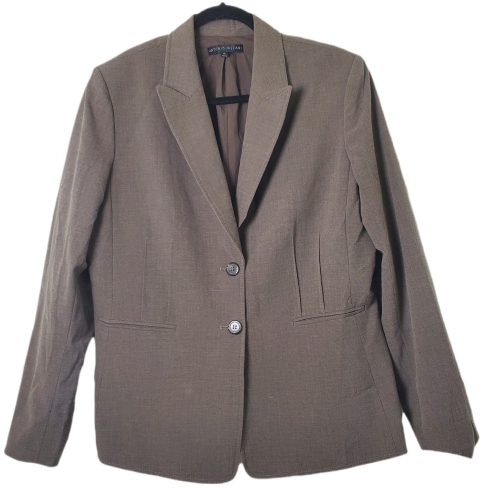 Antonio Melani Brown Two Button Notch Collar Blazer Career Jacket‎ Size 14